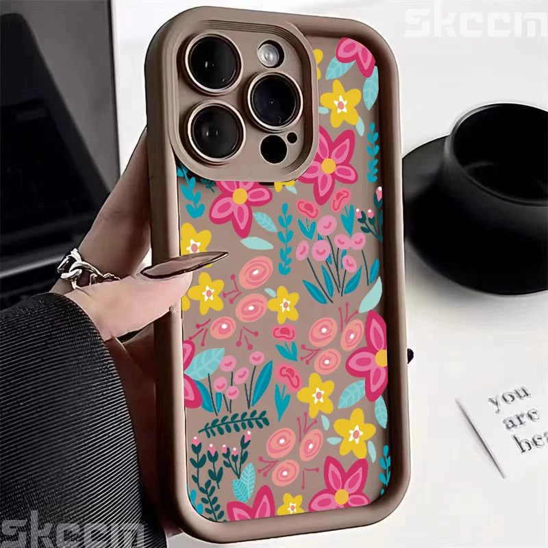 Luxurious Pink Flower Soft Silicone Shockproof Phone Case