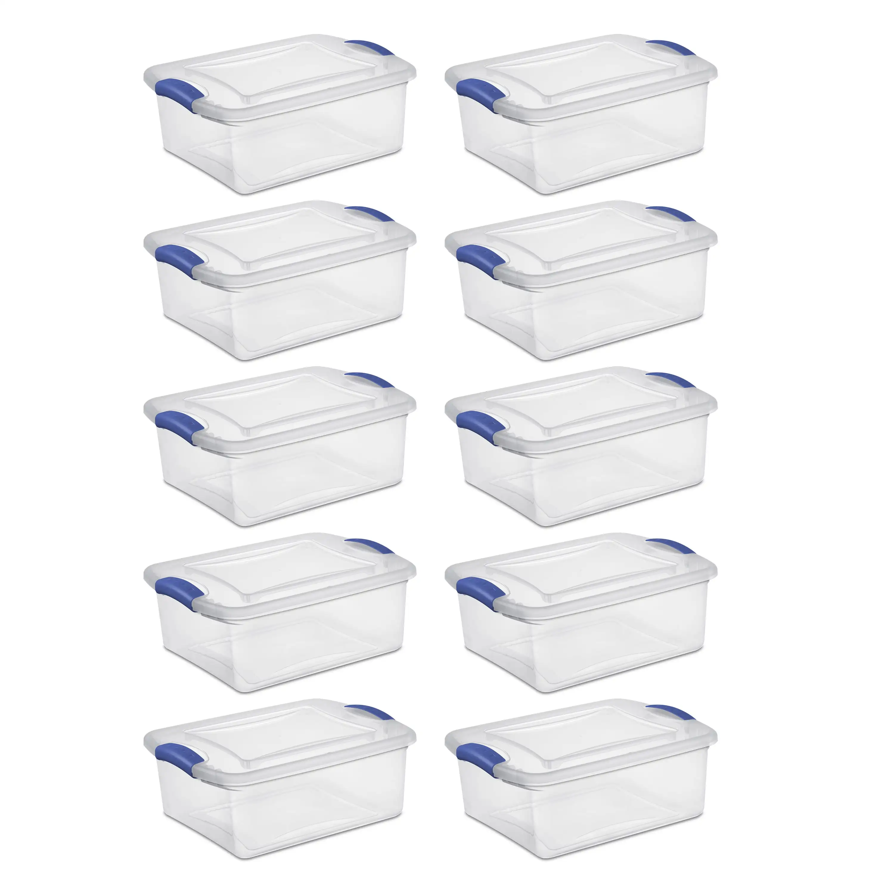 

Sterilite 15 Qt защелка для коробки Clear Base and Lid Blue Set of 10