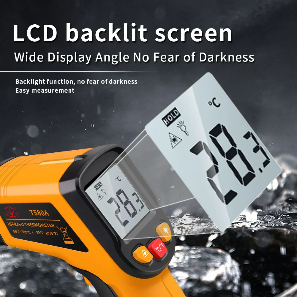NJTY T380 T580A High Precision Infrared Thermometer Water Thermometer Baking and Kitchen Industrial Thermometer