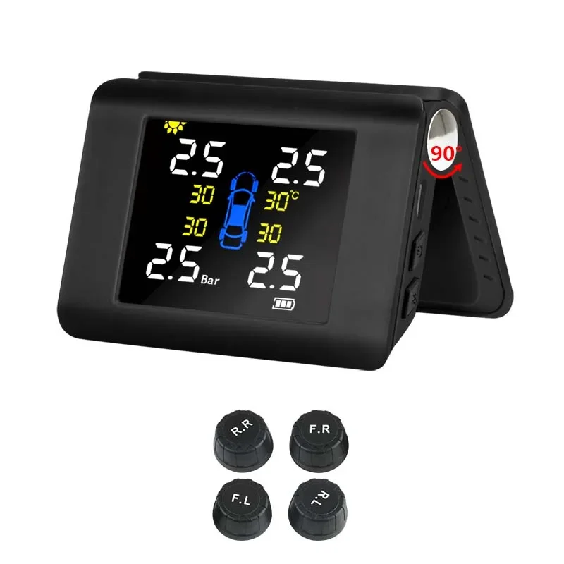 Car Tire Pressure Monitor Car Tire Pressure Sensor Solar TPMS Wireless Car Tire Pressure Monitor System Smart Alarm Type LED Display Intelligent Temperature Auto Big Screen Sensor