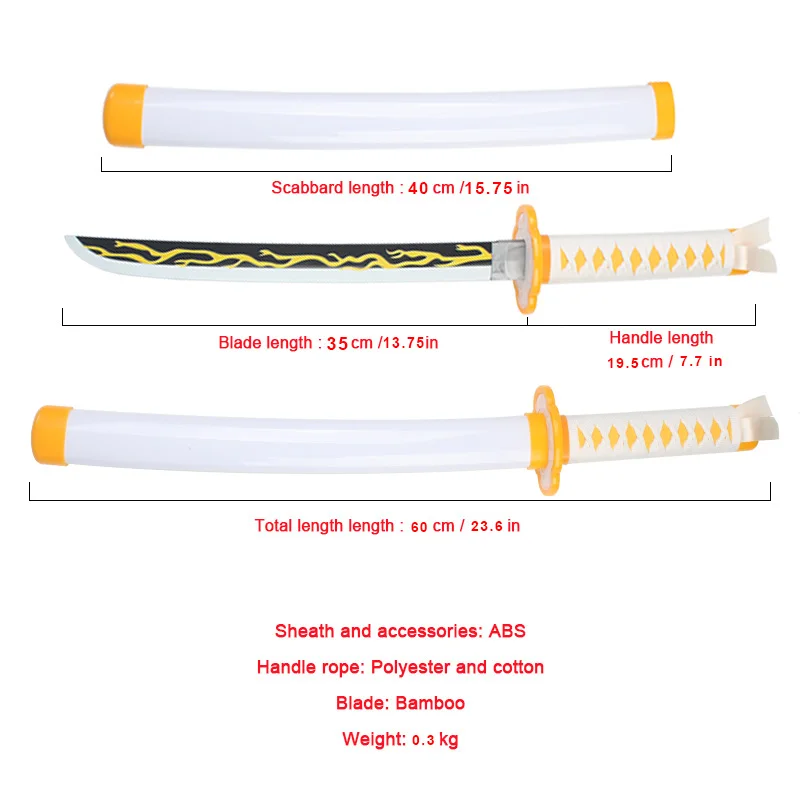 Demon Slayer Katana 60cm Character Role-playing Weapons Toys Bamboo Sword Film and Television Props Giyuu Blue Sanemi 2