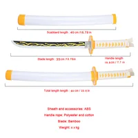 Demon Slayer Katana 60cm Character Role-playing Weapons Toys Bamboo Sword Film and Television Props Giyuu Blue Sanemi 2