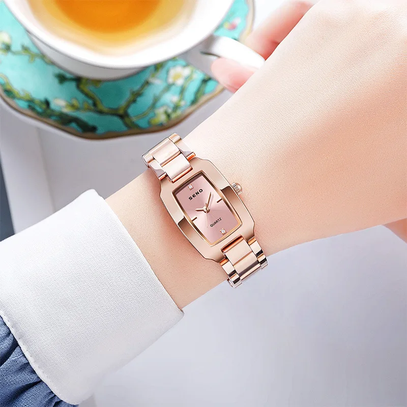 Luxury Women's Quartz Wristwatches Ladies Watches for Female Watch Alloy Strap Fashion Square Diamond Gold Clock Bracelet