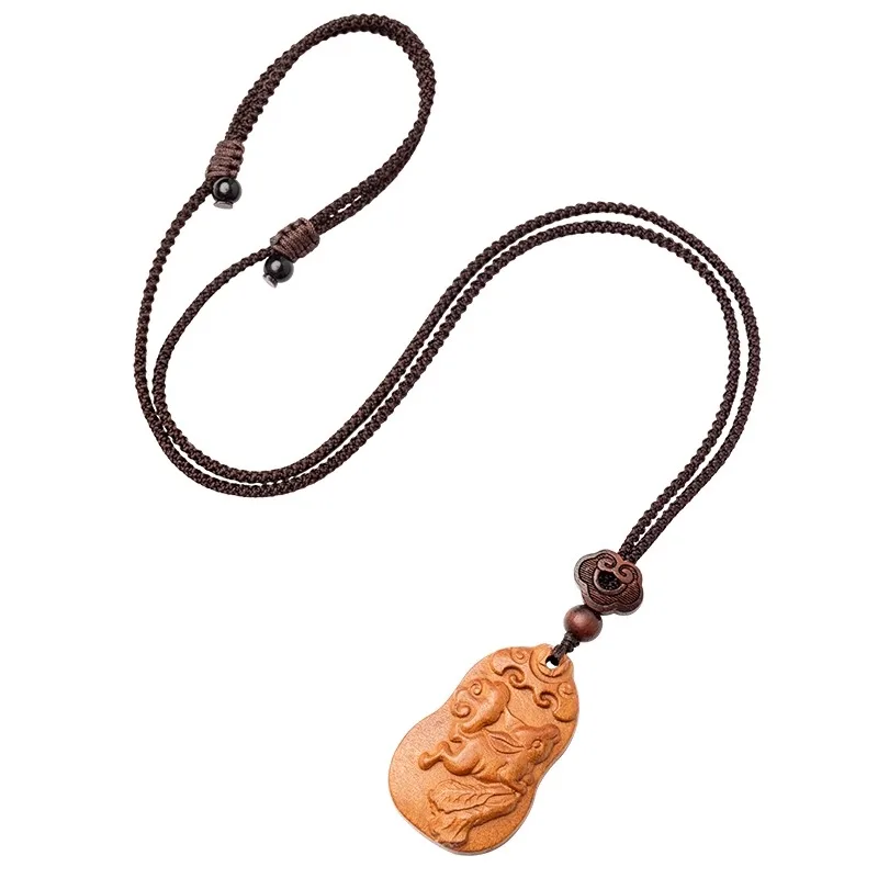 High Quality Peach Wood Grave Zodiac Amulet Pendant Men's Cattle and Sheep Dragon Dog Horse Breaking Tai Sui Bring Wealth Gift