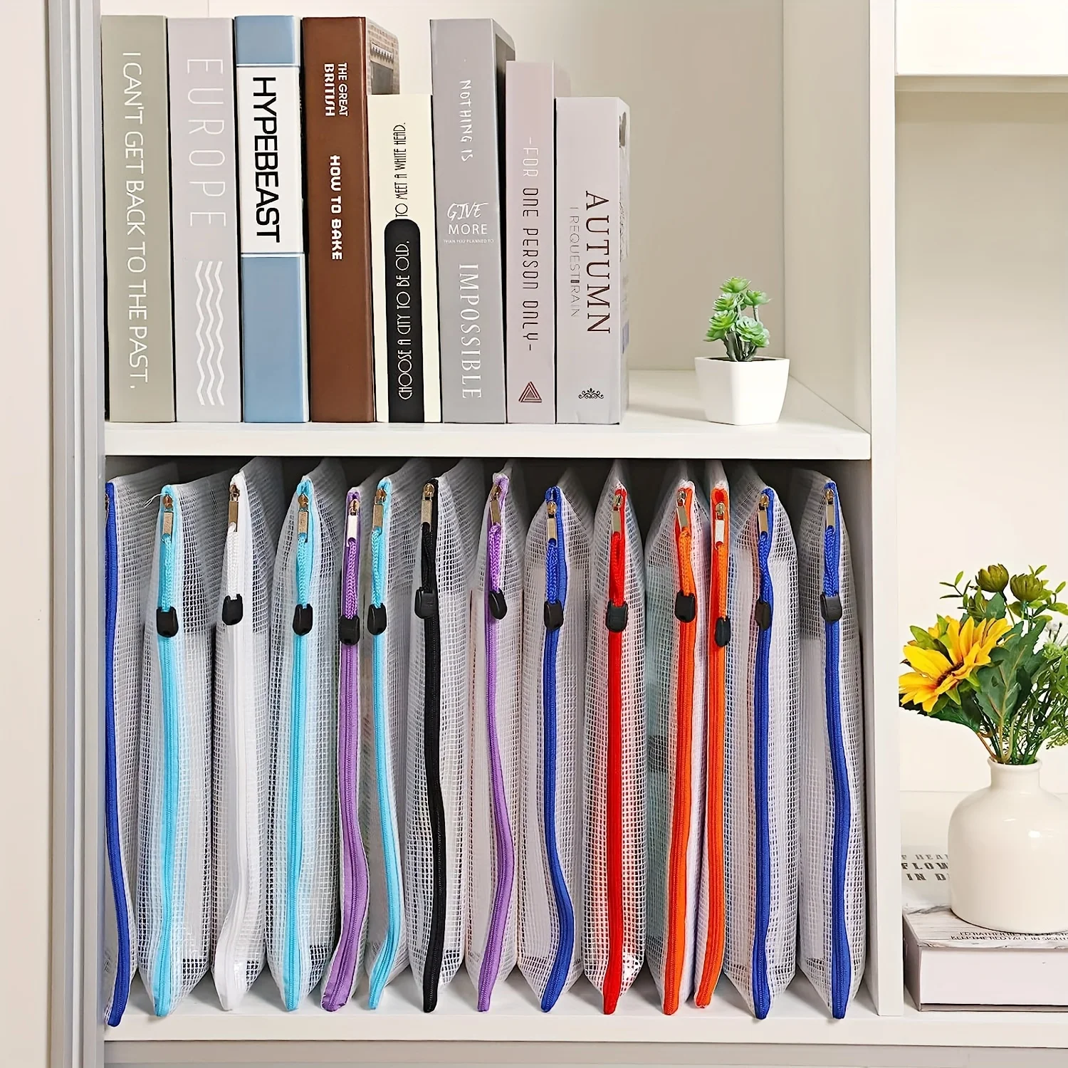 2-10pcs A4 메쉬 지퍼 주머니 문서 가방 방수 플라스틱 우편 파일 폴더 책 가방 종이 학교 사무실 학생 용품