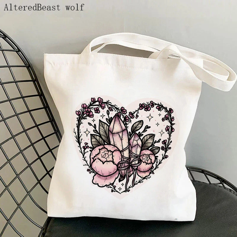 Women Shopper bag magic Witch pastel goth hands and galaxy planets Tarot witchy Bag Canvas Shopper Bag girl Shoulder Lady Bag