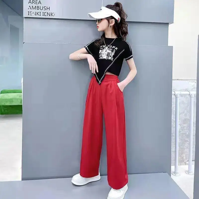 

Baby Girl Clothes Suit Summer Star Printing Children Girl Clothes Short Sleeve Irregular Tops+Pant Suit 4 6 8 10 12 Year