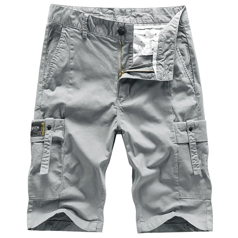 

Cargo Shorts for Men Summer Men Fashion Shorts Zipper Cargo Shorts New Trend Casual Multiple Pockets Pure Color Military Style