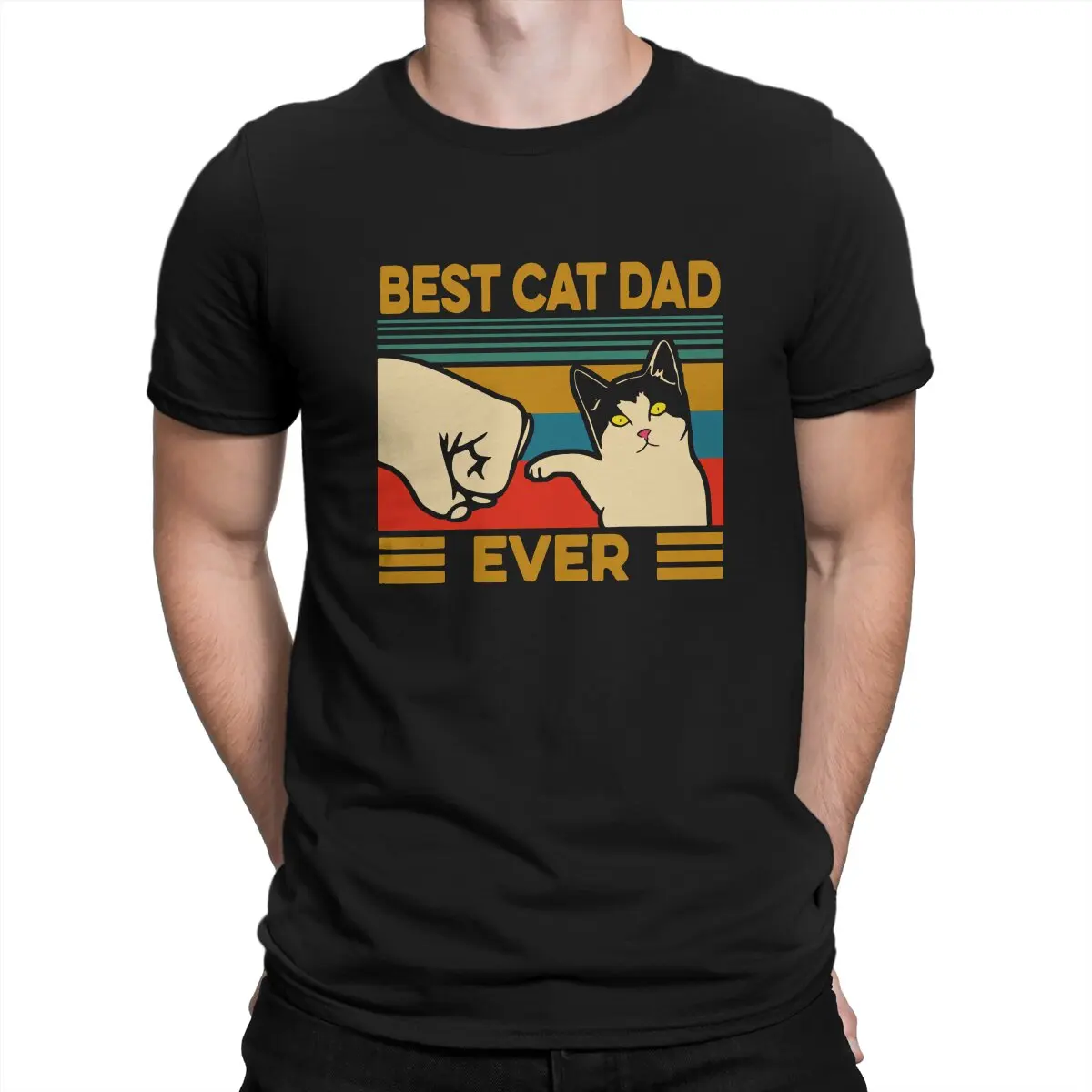 

Футболка Best Dad Ever Unique для мужчин и женщин, винтажная Повседневная рубашка из полиэстера, с принтом кота, любимого человека, на лето
