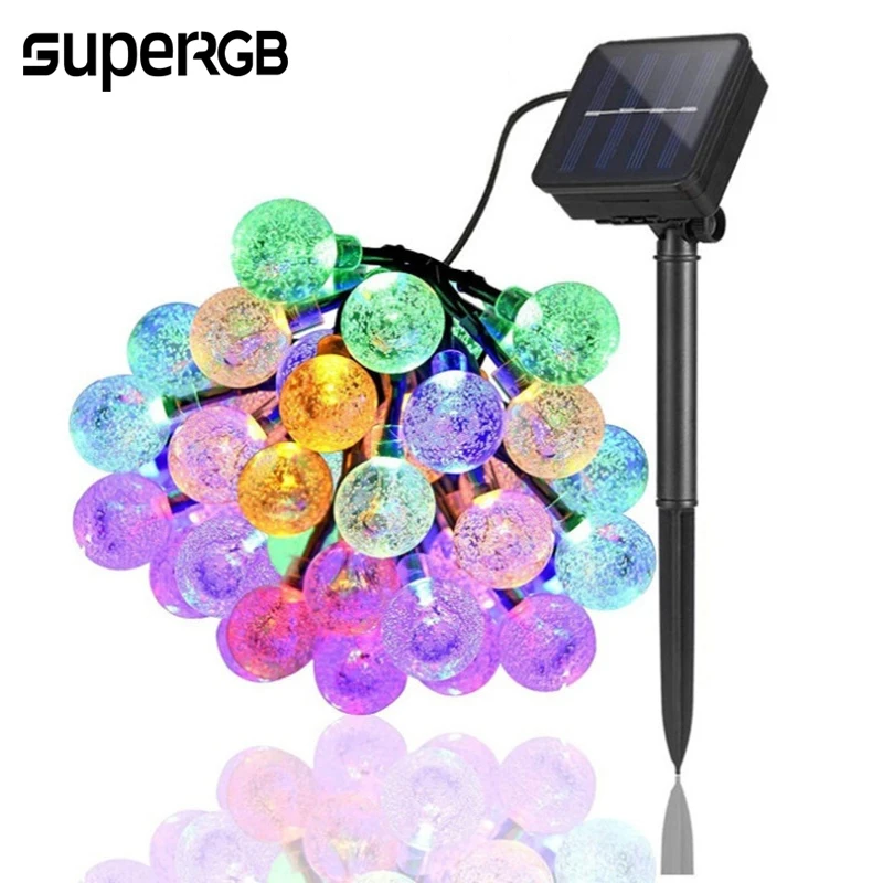 

New Solar String Lights Outdoor 20Led Crystal Globe Lights Waterproof Fairy Light Garlands for Outdoor Camping Garden Yard Decor