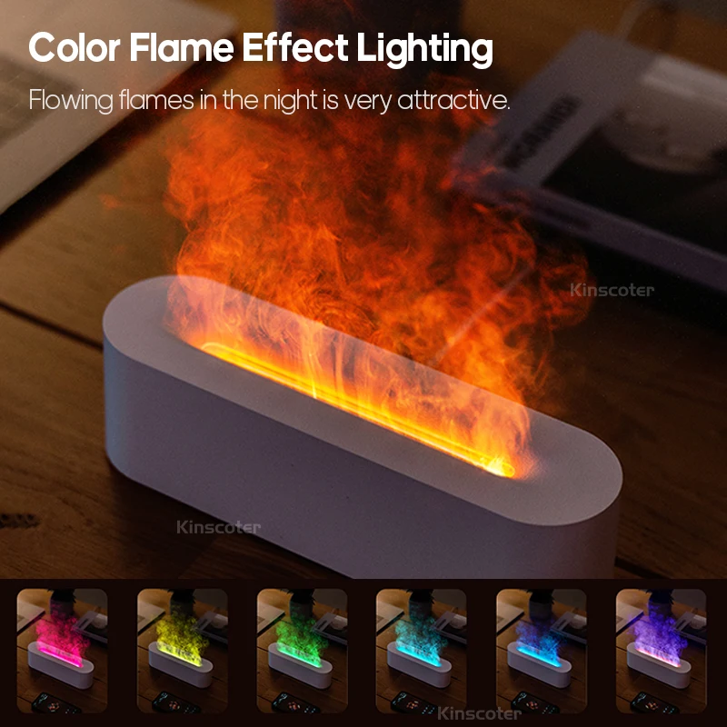 KINSCOTER Realistic Colorful Flame Aromatherapy Diffuser Aroma Essential Oil 150ml USB Air Humidifie Purifier Air Freshener 4