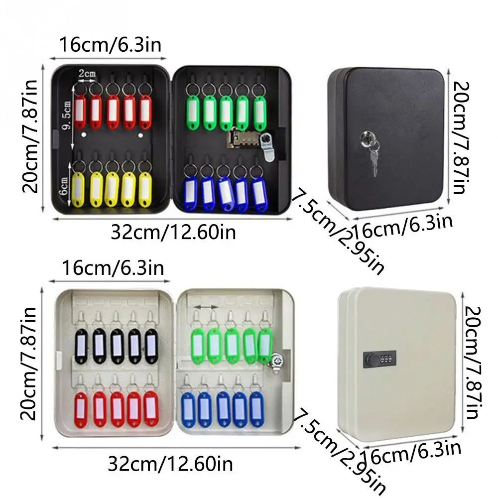 20 Key Hooks Combination Key Cabinet Wall Mounted Key/Code Lock Key Storage Lock Box Space Saving Convenient Security Key Holder