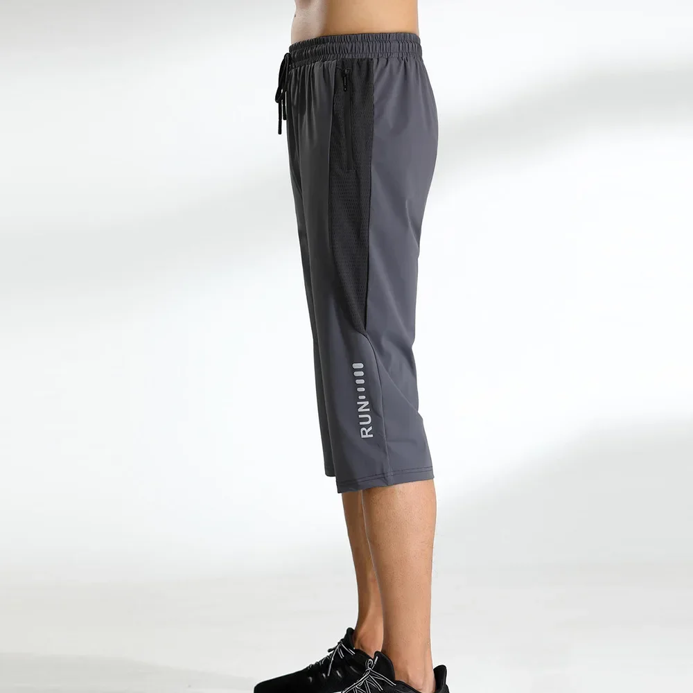 Plus Size Men's Straight Leg Pants Spring Autumn Fitness Pants Micro Elasticity Seven Point Men's