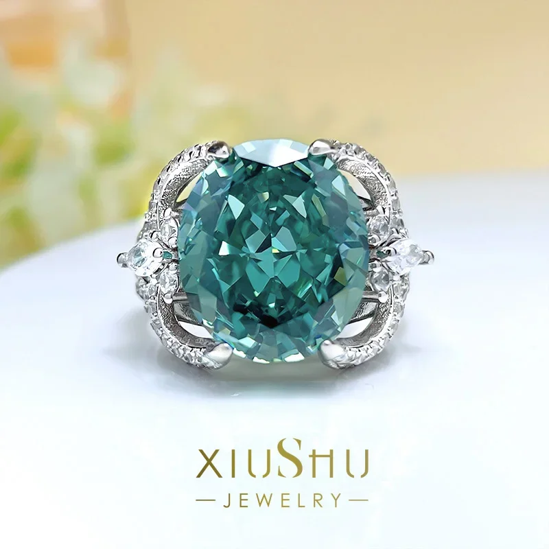 

Desire Pigeon Egg Ring Mother Imitation Diamond Colorful Zircon High Carbon Hand Inlaid Yellow