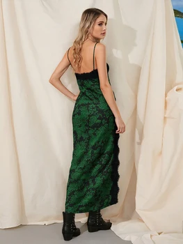 Women's Boho Floral Print Maxi Dress Sleeveless V-Neck Open Back Side Slit Beach Dress Summer Vacation Dress 3