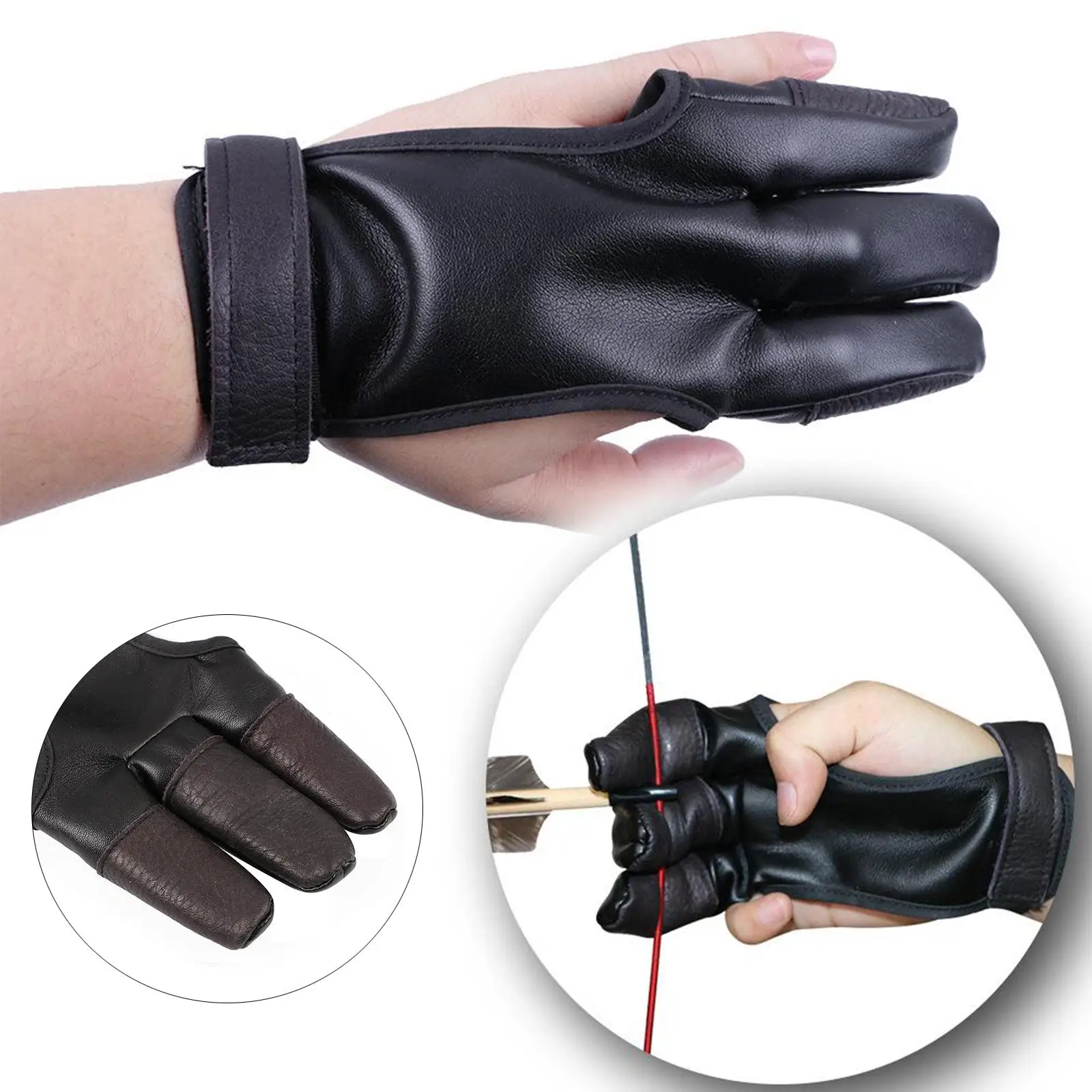 Leather Archery Gloves Compound Bow Shooting Fingers Tab Protector