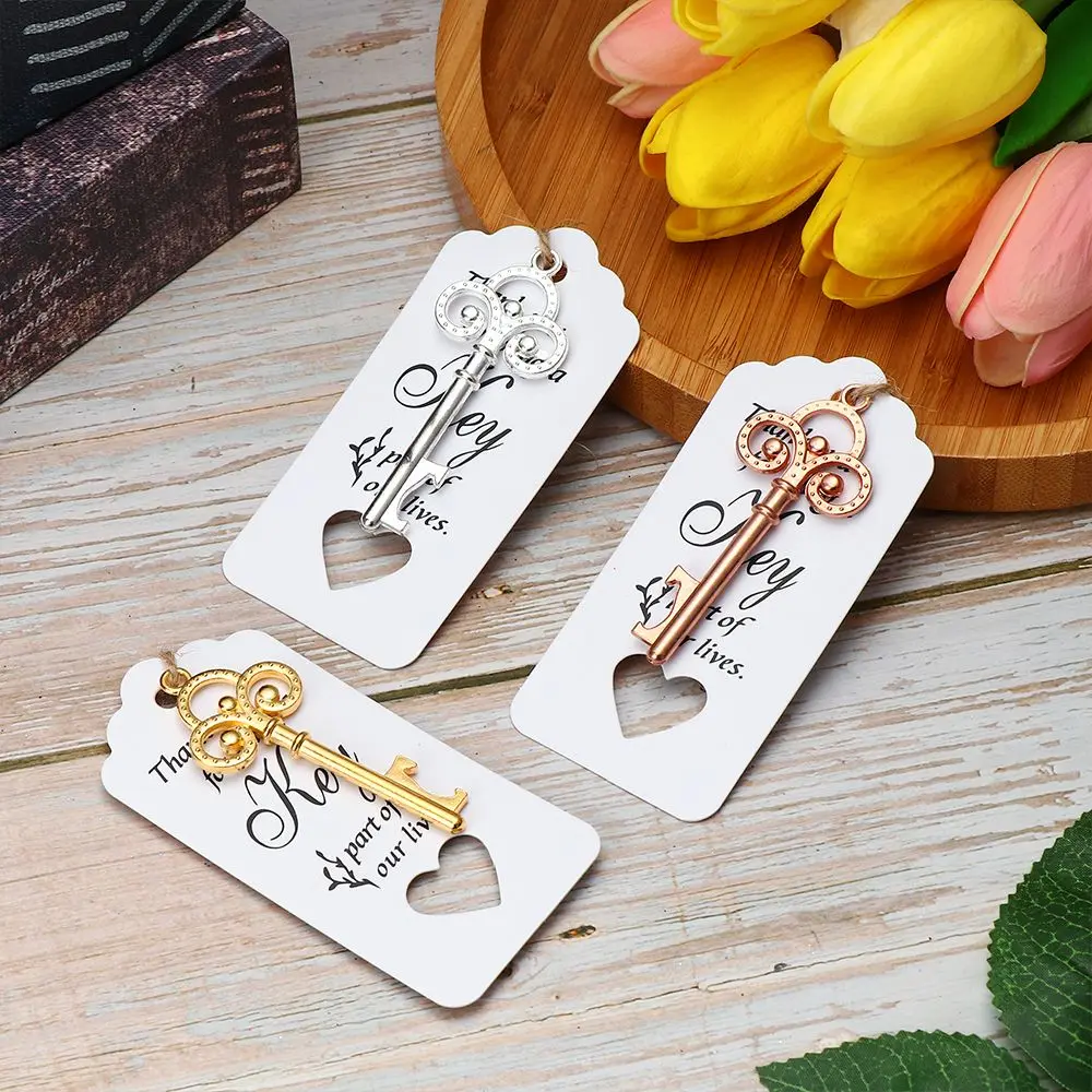 DIY Wedding Decoration Vintage Key Bottle Opener with Thank You Paper Tags Wedding Party Deco Favors and Gifts 1Pc