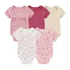 5 Pcs/Lot Four Seasons Fashion Cartoon Short Sleeve Baby Boy Girl Bodysuits Soft Newborn Onesies Clothes 5