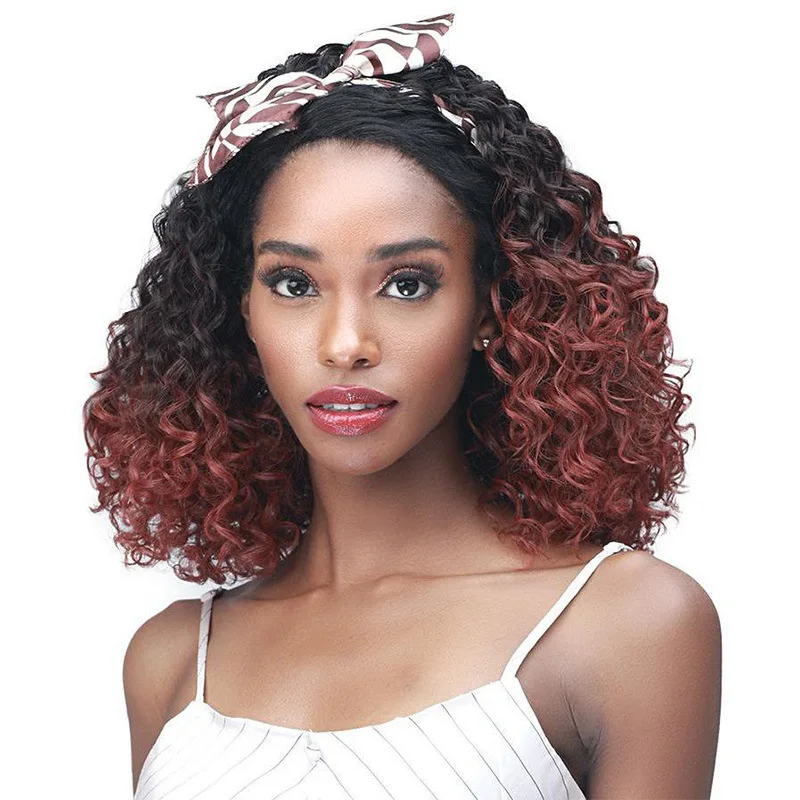 

12 Inches Women's Medium Long Curly Hair Gradient Curly Rose Net Chemical Fiber Headgear