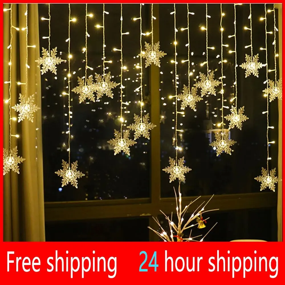 Enchanting Snowflake LED Fairy Lights - Waterproof Christmas Decoration Garland