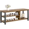 Shoe Bench Modern Wood Storage Bench for Entryway Hallway Industrial Indoor Shoe Rack Bench Seat for Living Room Bedroom 2