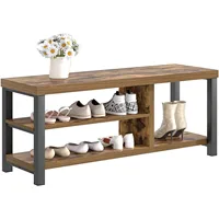 Shoe Bench Modern Wood Storage Bench for Entryway Hallway Industrial Indoor Shoe Rack Bench Seat for Living Room Bedroom 2