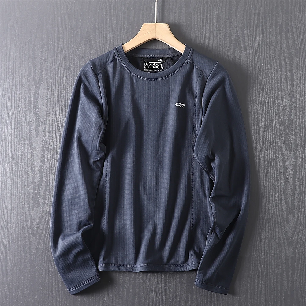 Тепла футболка з довгим рукавом у клітку для чоловіків, для занять спортом на свіжому повітрі, повсякденна базова сорочка, ди...