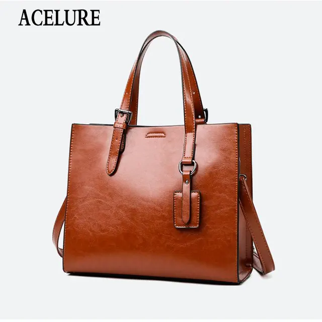 BS ACELURE Solid PU Leather Handbags Large Women Bag High Quality Casual Female Shoulder Bags Trunk Tote Ladies Messenger Bags 1