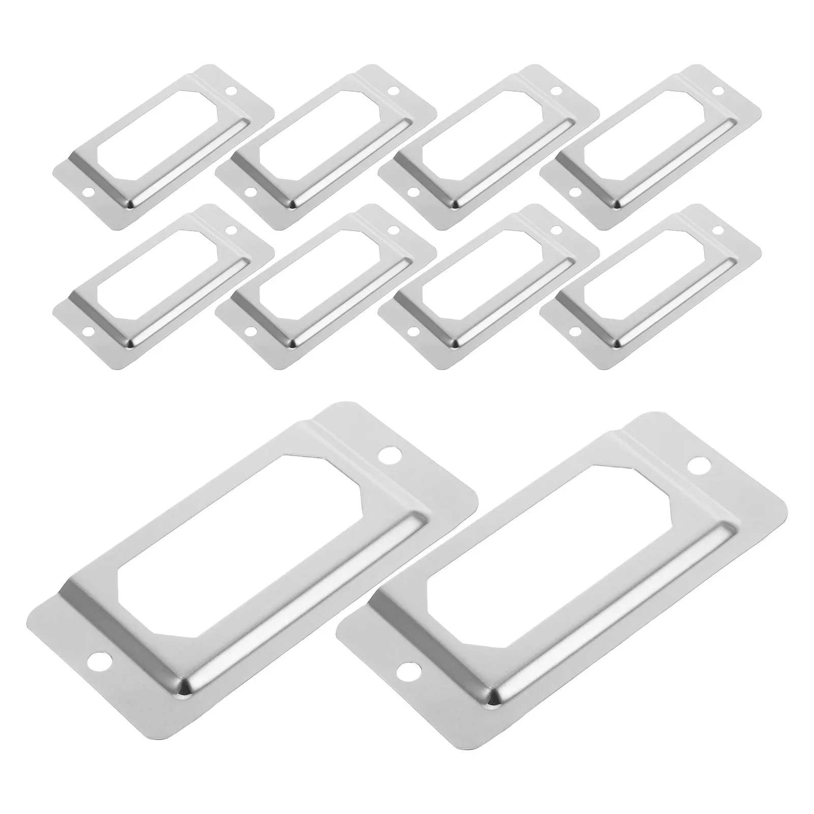 50Pcs 스테인레스 스틸 서랍 라벨 홀더 캐비닛 서랍 선반 책장 보석 상자 파일에 대한 빈티지 금속 라벨 프레임