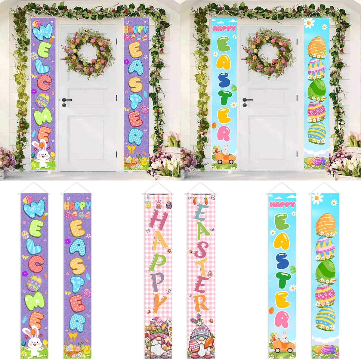 Bandiera Di Pasqua Banner Easter Rabbit Bunny Happy Easter Decoration Party For Home 2024 Easter Spring Forniture Per Feste A Tema Decor