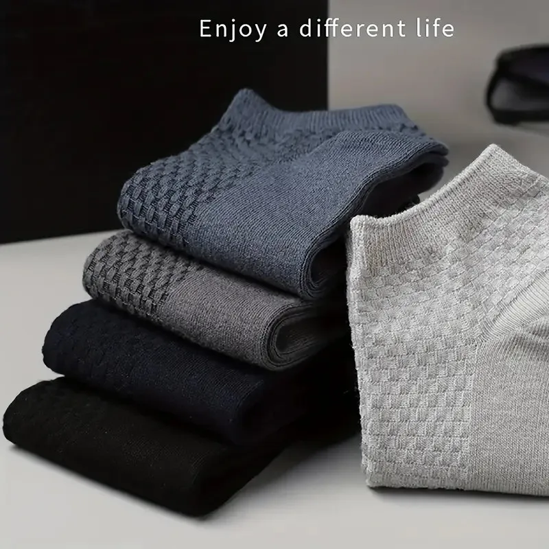 1/5 Pairs Men Bamboo Fiber Business Ankle Socks Spring Summer Lightweight Breathable Odor Proof Sweat Absorbing Leisure Socks