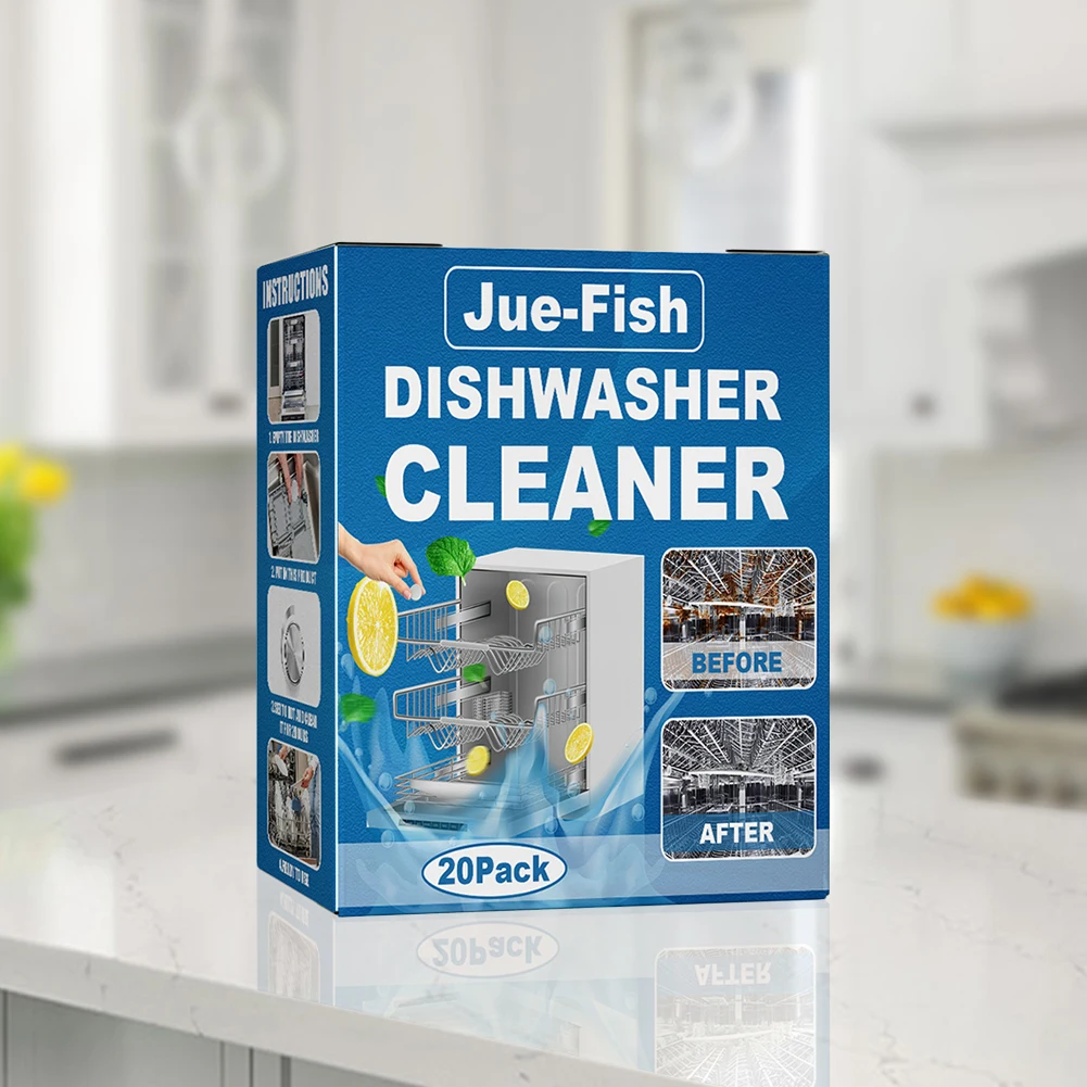 Dishwasher Cleaner 20pcs Descaling Detergent Removes Limescale Build Up and Odor Deodorizer Tablets Deep Cleaning Highly Efficient for Dishwasher