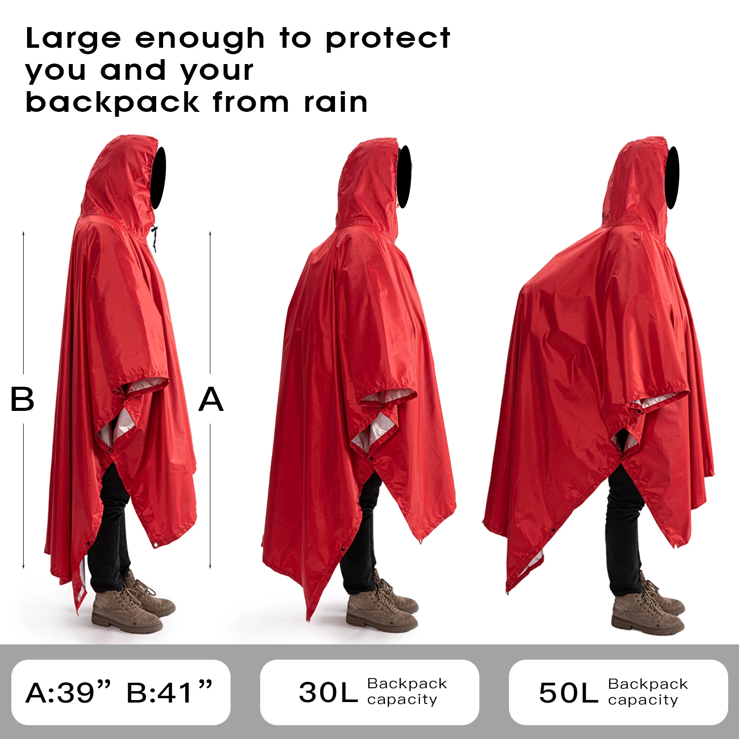 Poncho De Pluie Réutilisable Adulte – The Weather Station – Jaune, Capuche, Taille Unique