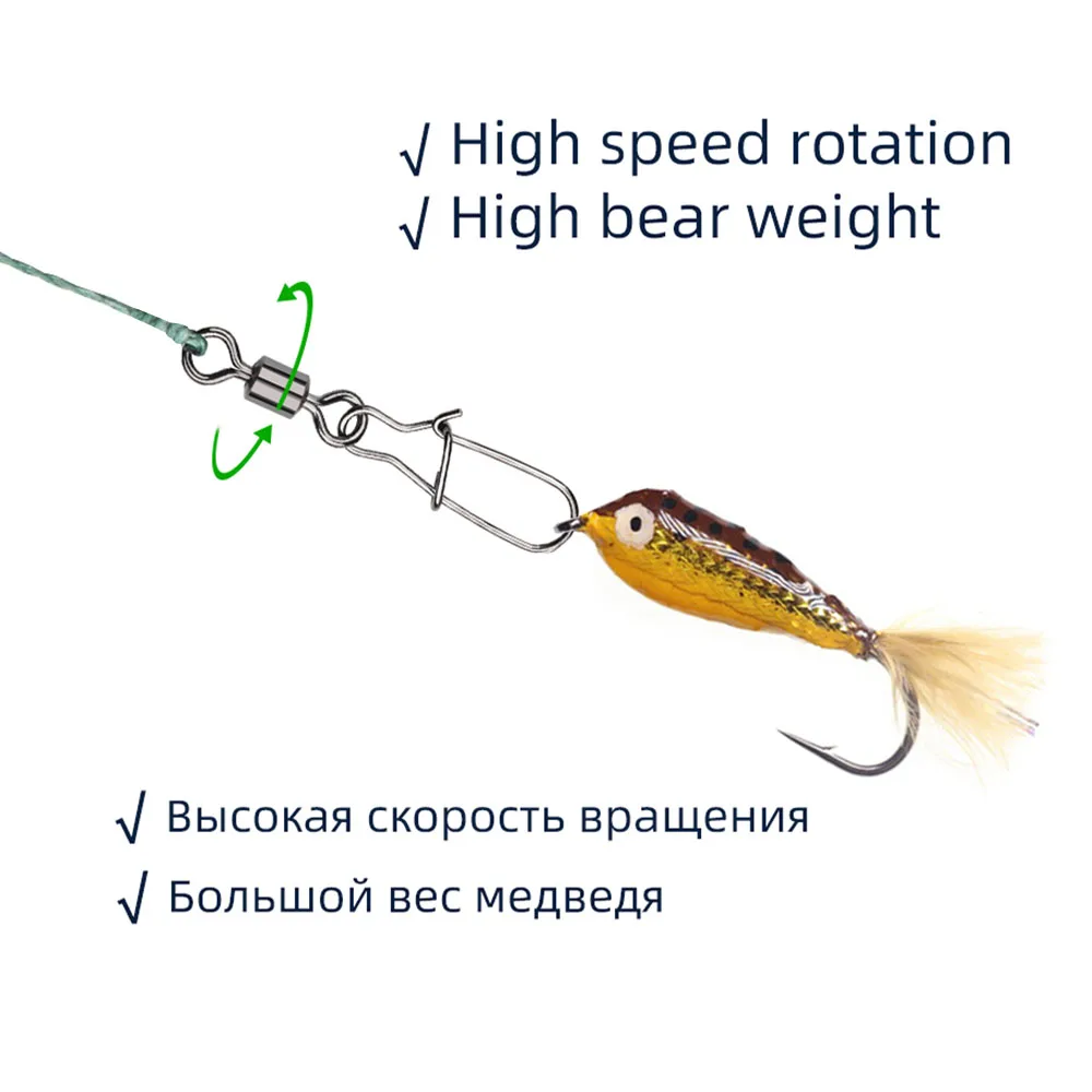 Bearing Swivel Fishing Connector Rolling Swivel With Snap Stainless Steel Fishing Lure Hook Accessories 100 pcs