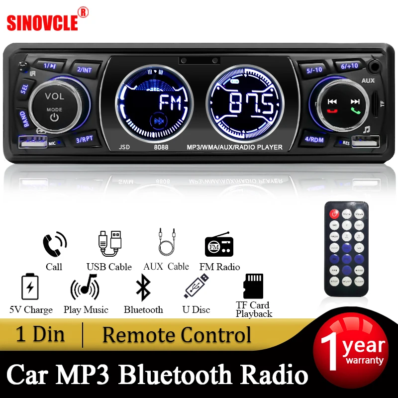 Car Play Aigoss Car Stereo With Bluetooth, Single Din Radio FM