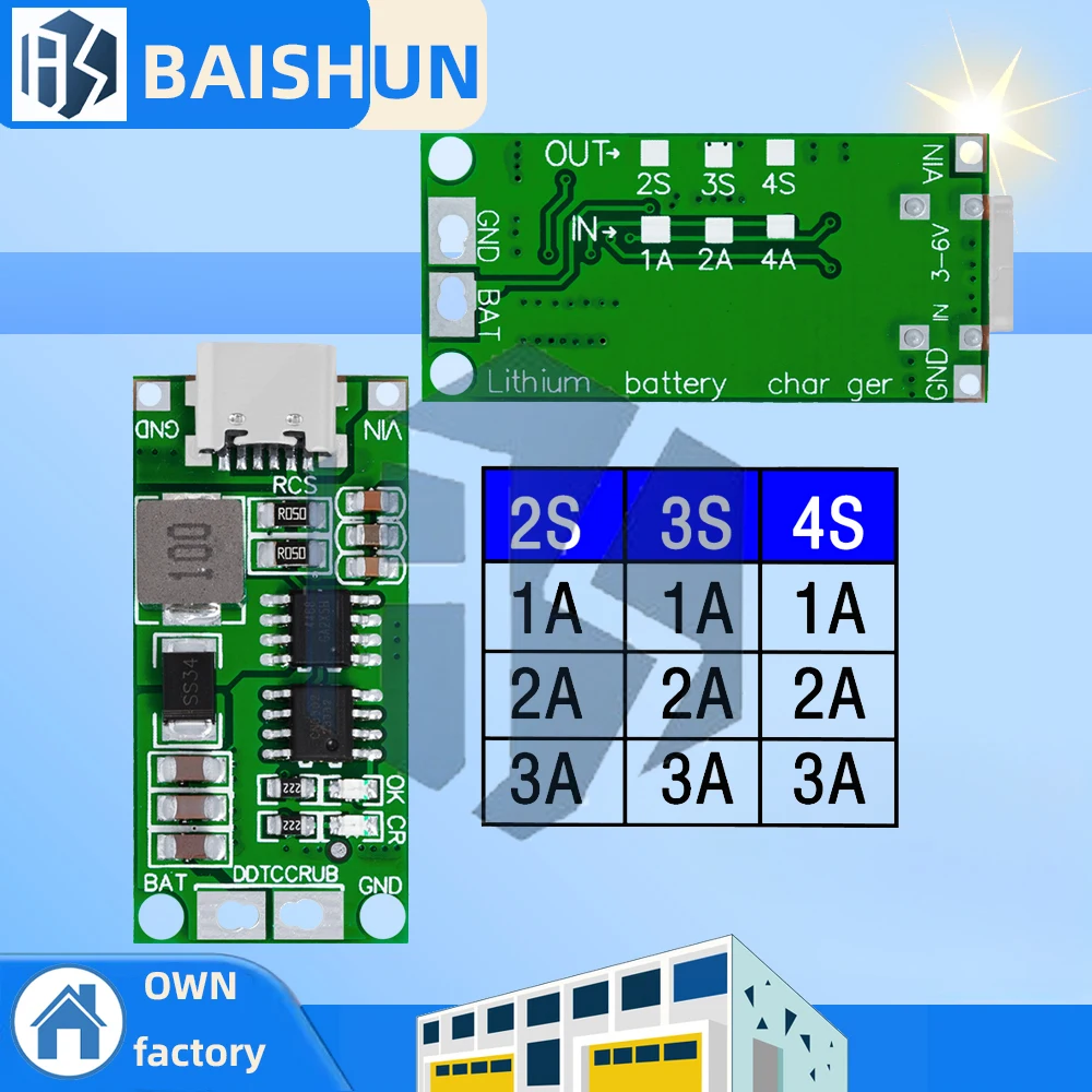 MRB045]2S 3S 4S Tipo-C A 8.4V 12.6V 16.8V Módulo Batería Litio Boost 1A 2A 4A (2S 2A) | Bodega
