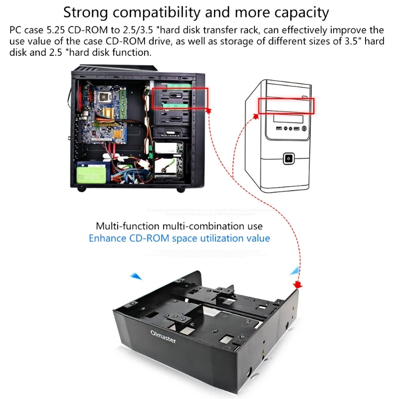 OImaster MR-8802 HDD Cage Rack 5.25 Inch Device for 6 x2.5'' SSD Multi-function Combination Hard Disk Conversion Bracket images - 6