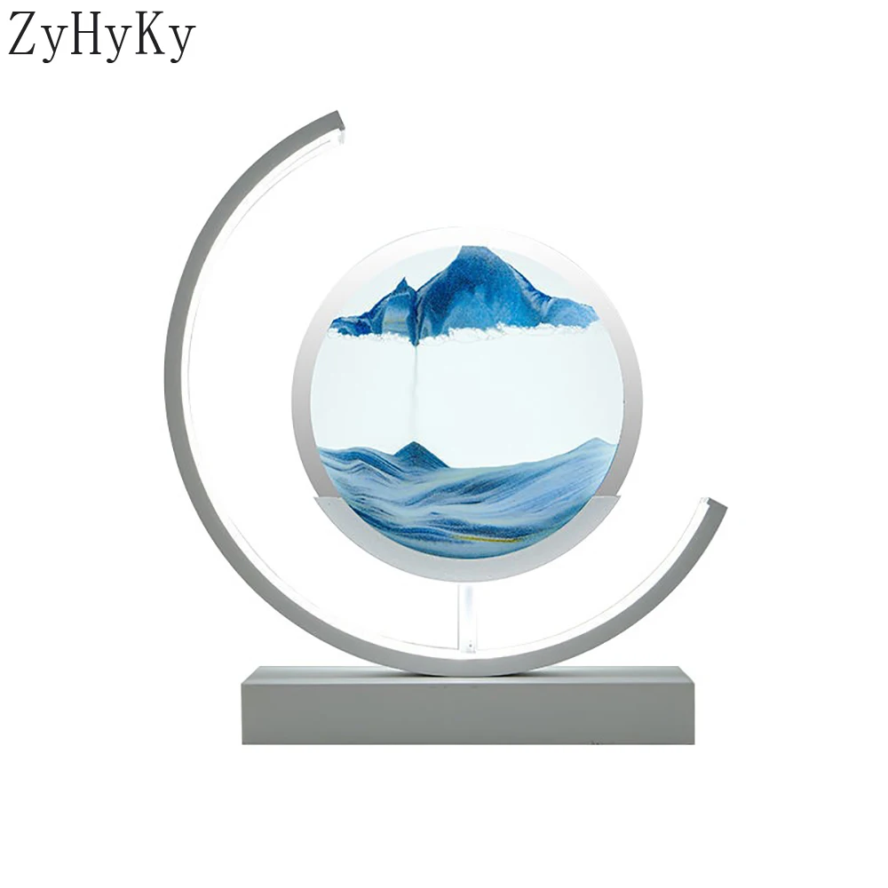 

Quicksand LED Bedside Remote Control Night Light Bedroom Light 3D Streamer Hourglass Glass Light Home Decoration Hourglass Lamp
