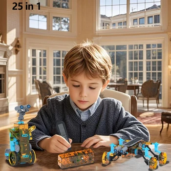 25 in 1 Solar Robot Kit Toys for Kids Boys Educational Toy DIY STEM Science Experiment Gadgets Electric Robotics Kits Gifts 1