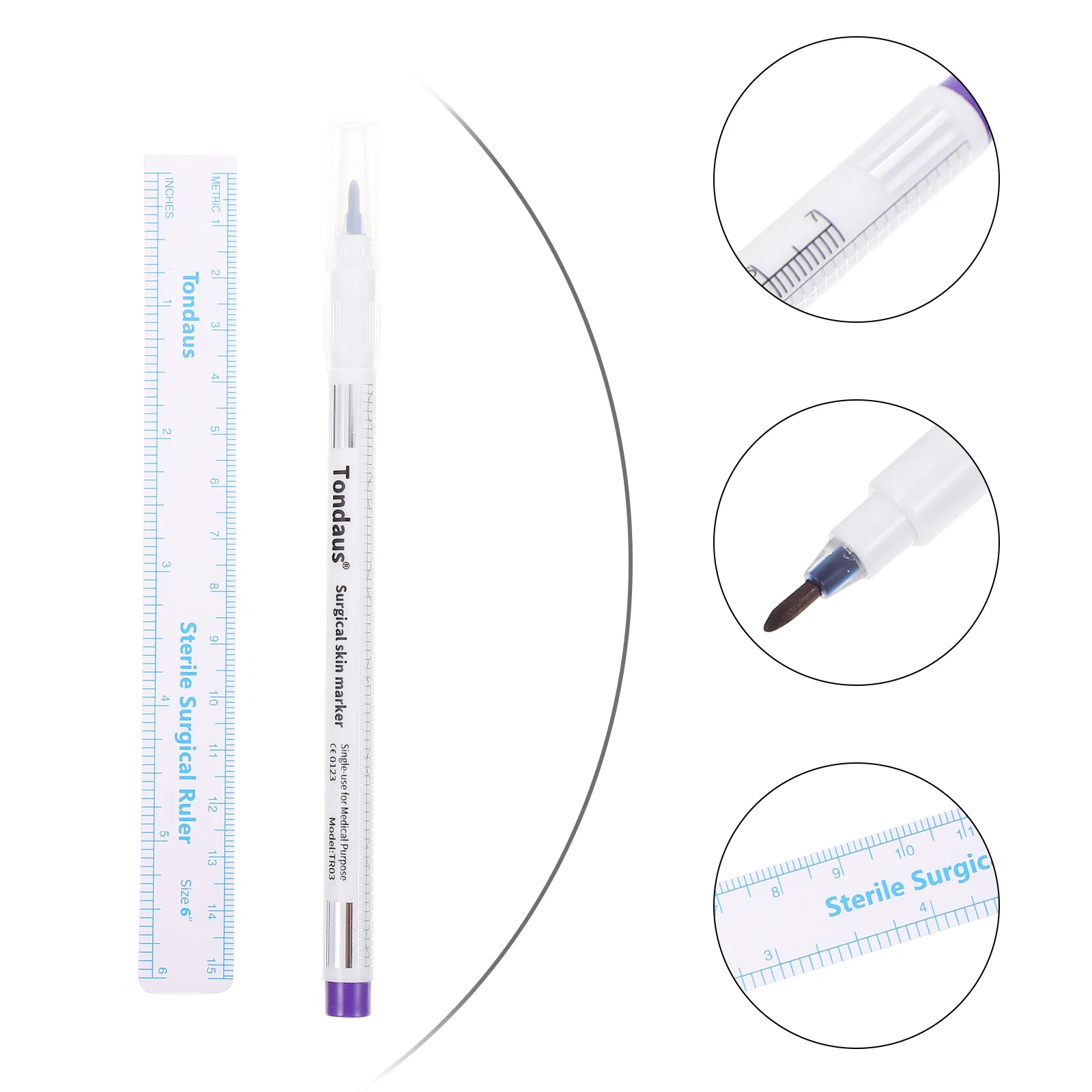 10Pcs Professional Skin Marking Pen Tattooing Pen Tool Skin Marker Microblading Ruler (With a Ruler for Each)