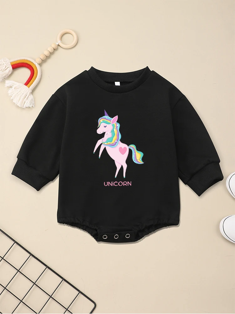 Cute Sweet Style Toddler Girl Clothes Tutina Unicorn Print Kawaii Harajuku Felpa Streetwear Casual Ropa De Bebé Dropship