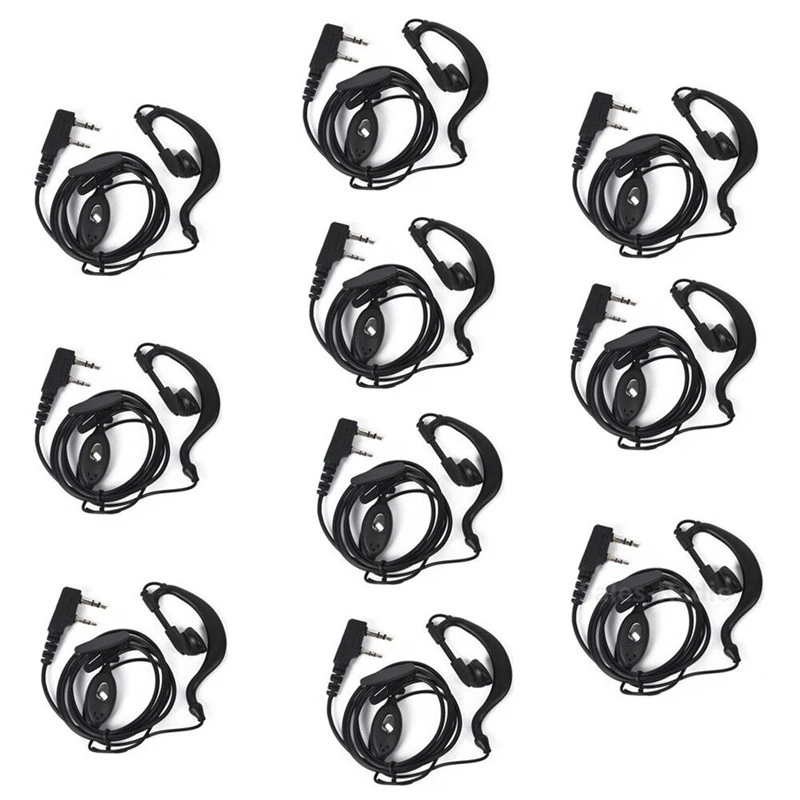 10Pcs Baofeng Ham Radio 2Pin Auricolare Per Baofeng Uv5R/888S Kenwood Tyt Hyt Radio K Port Auricolare Ptt Mic Headset