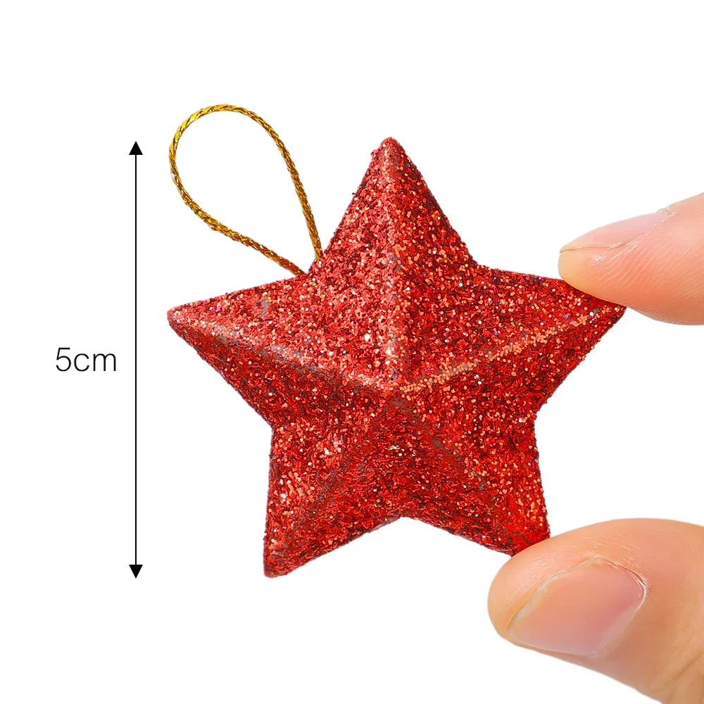 36/6 Uds. Adornos de estrellas con purpurina de Navidad pentagrama  colgantes para árbol de Navidad regalos de Año Nuevo decoración del hogar  para fiesta de boda de Navidad - AliExpress, image size:1000x1000
