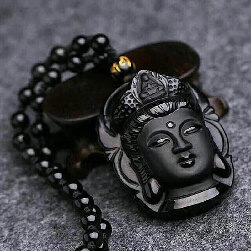 Ciondolo Collana Buddha In Ossidiana Naturale – Pietra Energetica, Unisex, Con Catena, 62x39 Mm - 3