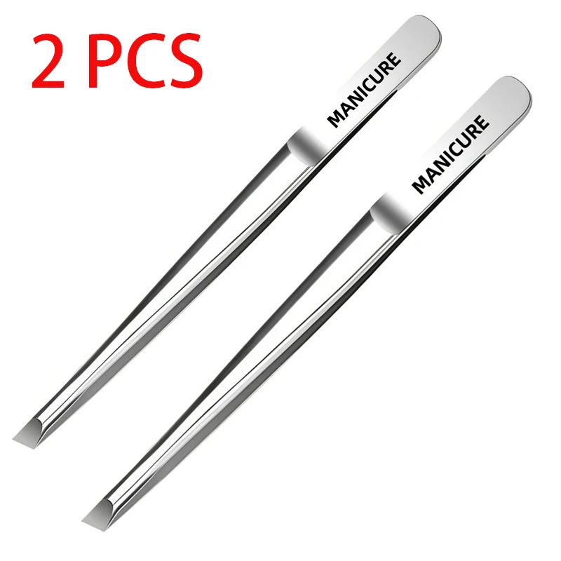 2pcs 스테인레스 스틸 조절 가능한 싱글 아이 눈썹 및 속눈썹 핀셋 펜치 위생적인 가짜 눈썹 어플리케이터 리무버