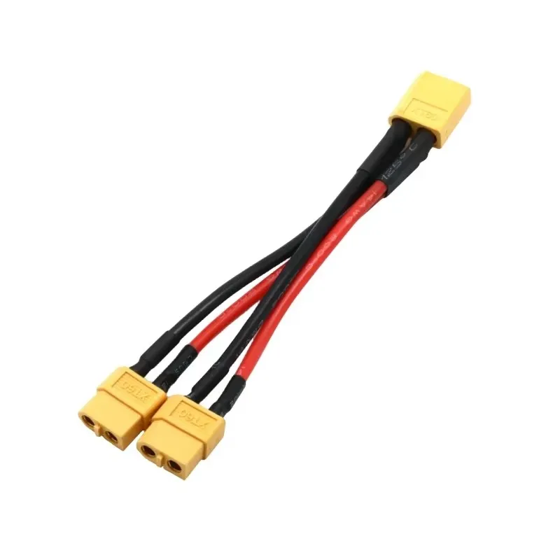 Câble adaptateur XT60 pour drone FPV, longueur 1 mètre, connecteurs enveloppés de gaine thermorétractable.