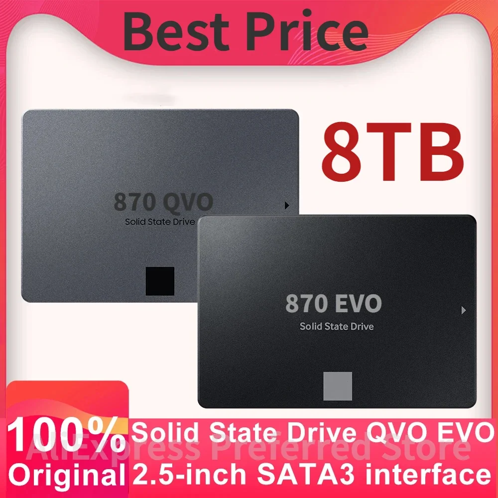 

Original 2.5'' SATA SSD 870 EVO 1TB 500GB 250GB QVO 2TB 4T Internal Solid State Drive Storage Disk For Laptop or Desktop PS5