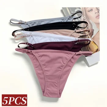 5Pcs/set Cotton Briefs Panties Women Low Waist Underwear Cotton Solid Color Underpants Soft Feamle Sexy Lingerie S-XL 1