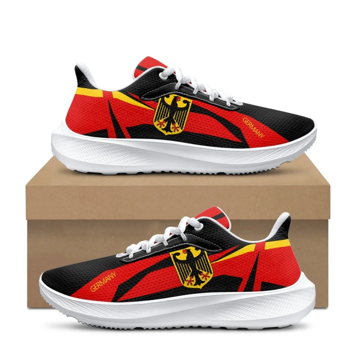 INSTANTARTS Running Shoes Germany Flag Design Mesh Sneakers Unisex Non-Slip Tennis Outdoor Breathable Cushioning Sneakers 2023