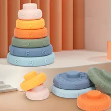 

6PCS/Set Soft Silicone Building Blocks for Baby BPA Free 3D Stacking Toys Educational Montessori Game Stacking blocks Gift